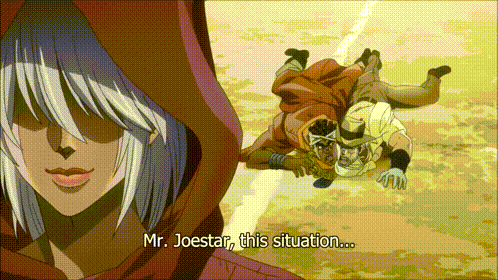 They sure had fun making this episode. "Joseph-poo" Source: Jojo's Bizarre Adventure - Stardust Crusaders Episode: Bastet's Mariah, Part 1 (Episode 30