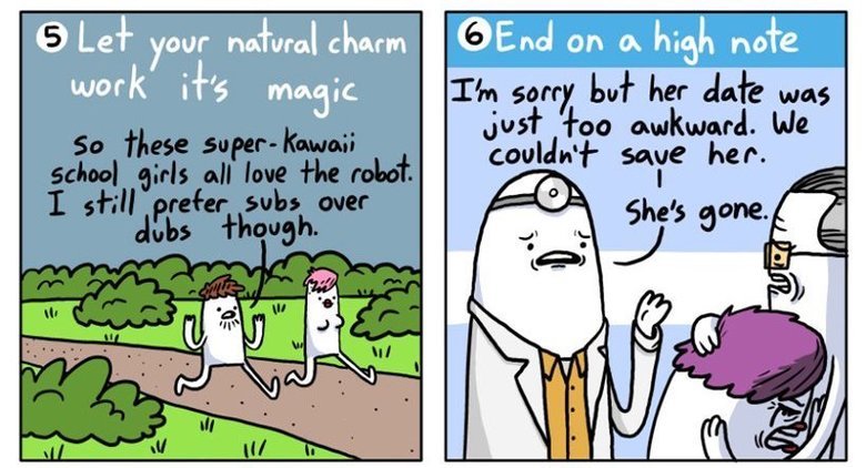 Dating 101. "How to Go on a Date" by Jesse Nylund. Check out his site completelyseriouscomics.com/ Who needs love anyway...........just kidding . HOW 