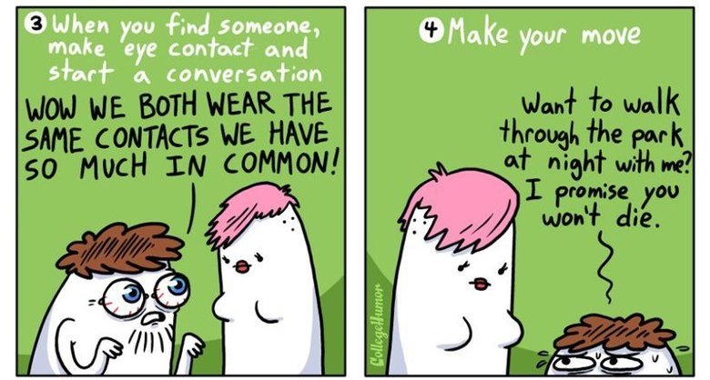 Dating 101. "How to Go on a Date" by Jesse Nylund. Check out his site completelyseriouscomics.com/ Who needs love anyway...........just kidding . HOW 