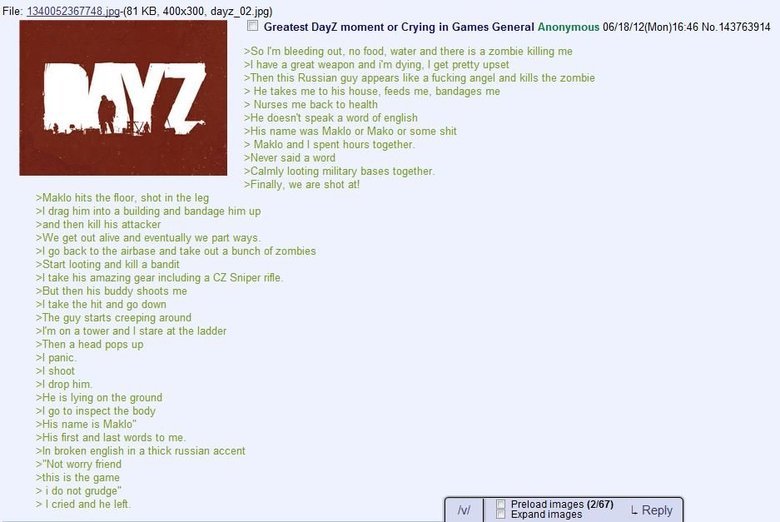 DayZ... look in the description too... DayZ... look in the description too.... this is not my vid... but this guy deserves some credit for his effort... link >>>> www.youtube.com/watch?v=