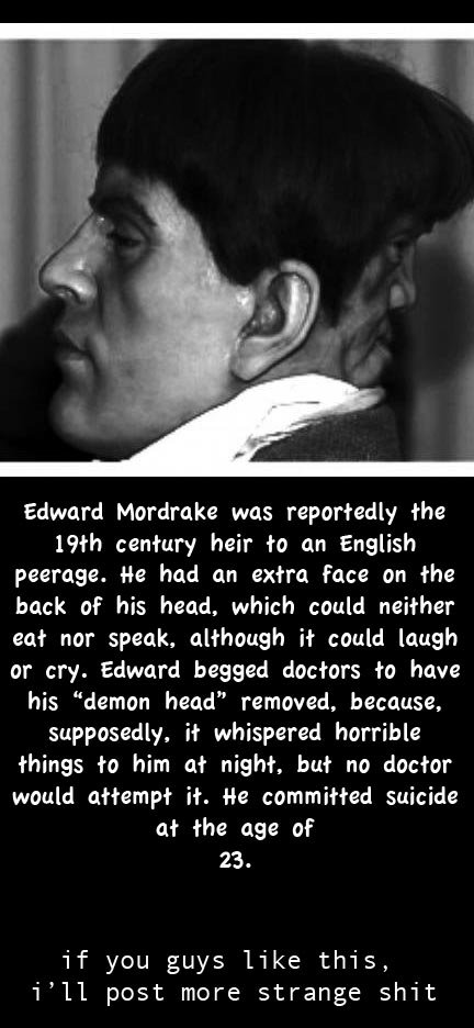 Demon Face Demon Face. Thanks for the thumbs! I found this story funny. I will post some more weird/creepy : /funny_pictures/2686402/Strange+Comp/. Edward Mordrake was rep