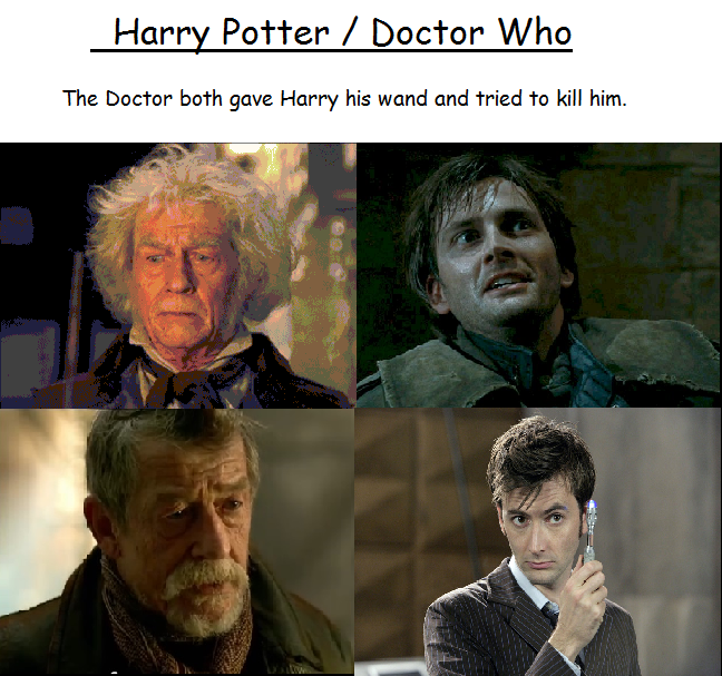 Doctor Who Harry Potter Doctor Who Harry Potter. Just discovered that John Hurt played Mr. Ollivander in Harry Potter. With that makes two appearances from The Doctor in the movie seri