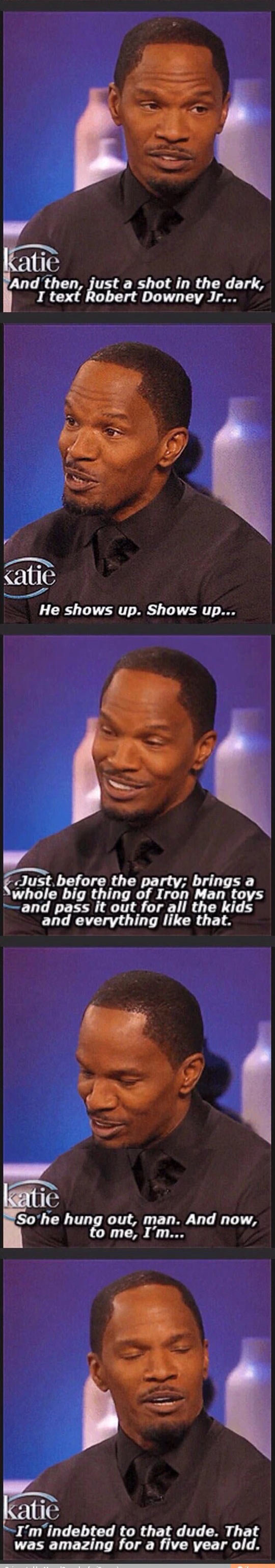 Downey Jr aint bad. . s. We' had an Iron party. And she says, Dad, uh, know, I told everybody I now Tony Stark. " Downer In 's not coming to I your birthday pa 