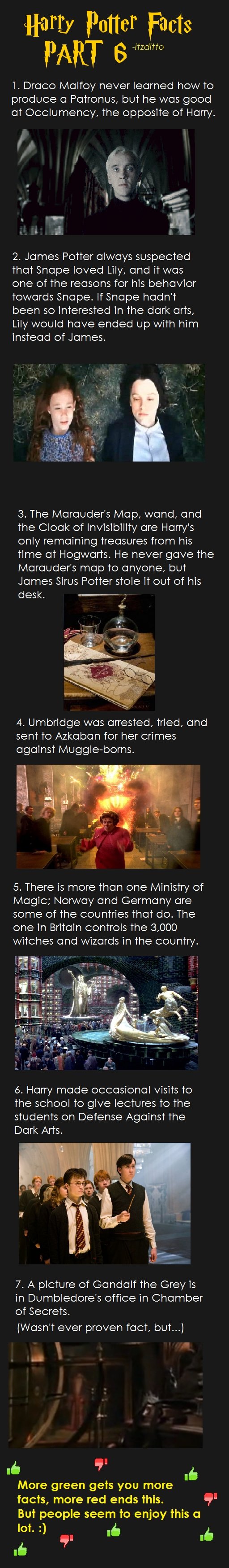 Harry Potter Facts Part 6 Harry Potter Facts Part 6. Part 6 is finally up after my internet dying on me Dx /funny_pictures/2412597/Harry+Potter+Facts+Part+7/ /funny_pictures/2403904/Harr