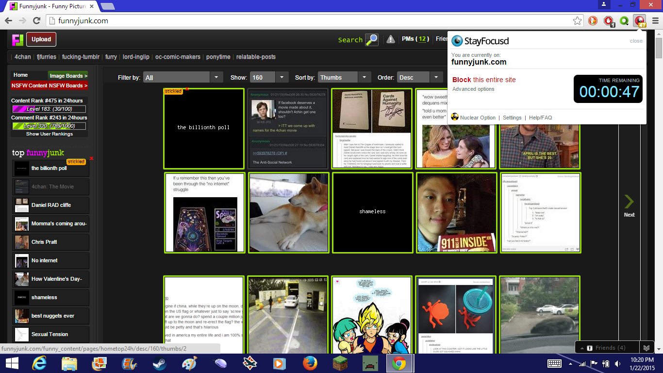 Here comes the withdrawal symptoms.... Just installed a new anti-procrastination thing that allows you only to use certain "blocked" websites for a ce