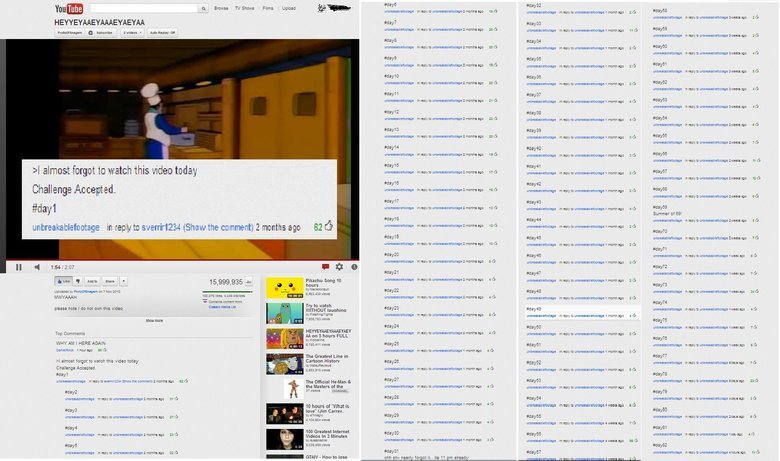 HEYYEYAAEYAAAEYAEYAA HEYYEYAAEYAAAEYAEYAA. Now he's on day 147, this guy is a God. Link to the video -- www.youtube.com/watch?v=ZZ5LpwO-An4&feature=related. almost forget to stretch