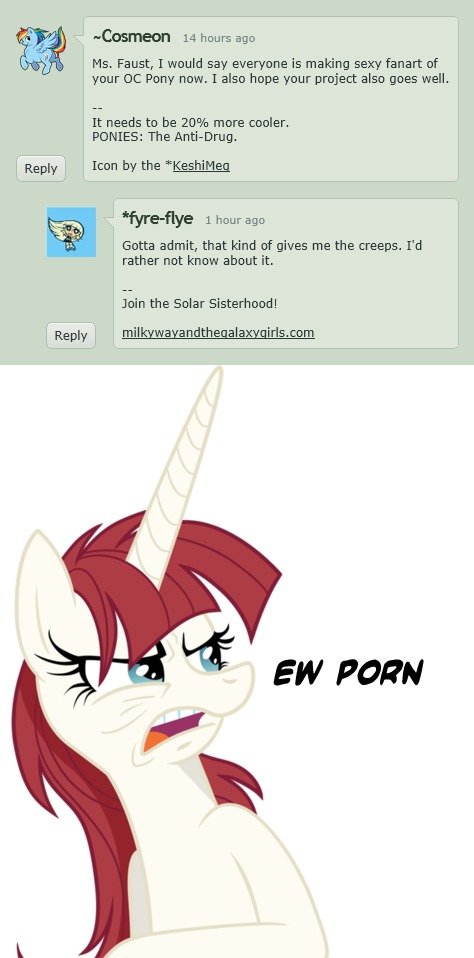 Lauren Faust on MLP Rule 34 Lauren Faust on MLP Rule 34. The first picture is a written response from the creator of My Little Pony on finding out there is porn of her OC Alicorn. The seco