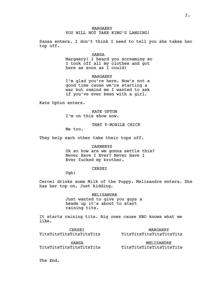 Leaked Game of Thrones. . GAME OF THRONES - SEASON FIVE: EPISODE ONE EXT. WESTEROS - KING' S LANDING __ DAY Cersei is visiting the grave of her father, Lord Tyw