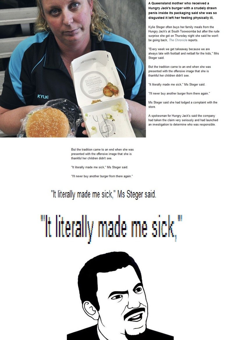penis burgers, get em while they're hot! penis burgers, get em while they're hot!. soccer mums.... article's sauce: news.ninemsn.com.au/national/8456717/mum-finds-penis-drawing-inside-burger-box. A Que