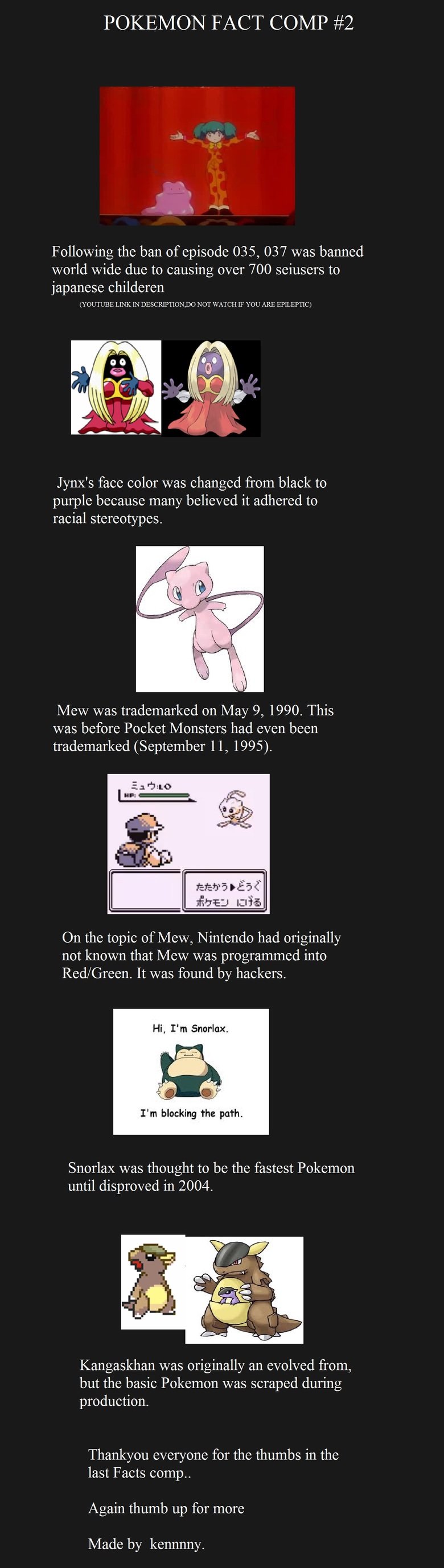 Pokemon facts #2 (read description) Pokemon facts #2 (read description). Thank you for the first Pokemon comp getting so many thumbs, i hope to keep this going as long as i can link to first comp: