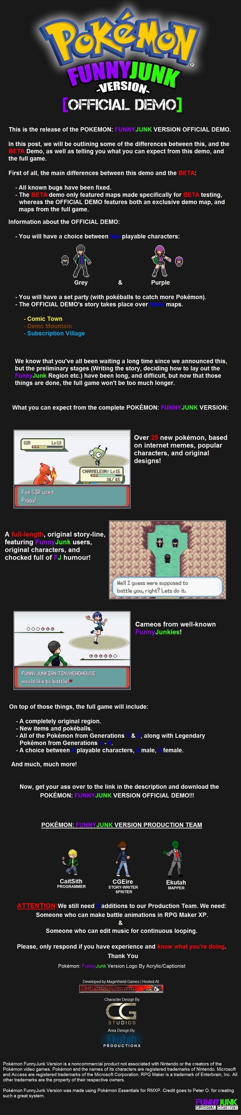 Pokemon Funnyjunk Official Demo Pokemon Funnyjunk Official Demo. www.sendspace.com/file/g5xdx3<br /> Switched back to sendspace due to claims of virus infection from Megaupload.<br /&