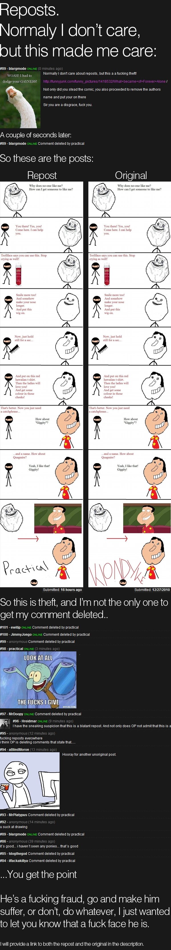 Practical nuthead Practical nuthead. Repost by Practical: /funny_pictures/2529676/Forever+Alone+Quagmire/ Original by Klondyke: /funny_pictures/1418532/What+became+of+Forever+Alo