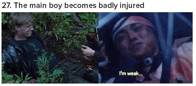 The Hunger Games vs Battle Royale pt2. . 26. Someone gets shot with an arrow. you, the Hongar Games!