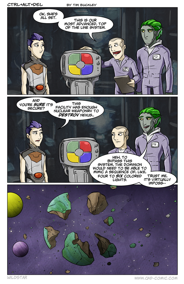 They'll never figure this one out. Source is Ctrl+Alt+Del at www.cad-comic.com/. Ta' DUE a" MERLE. wean: new To eady fierds?, To Faun TD ear domain TALET ME. MP