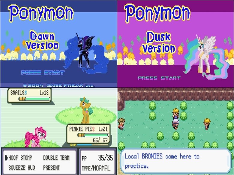 This is awesome. This is awesome.. idk if its old news. But try it! Download link: ponymondawndusk.wikia.com/wiki/Ponymon_Dawn/Dusk_Wiki. as Is? lla. it' PRESENT .llr"'. "Local BRONIES come here to particle." Out in the woods. With their ponies. "Practicing"