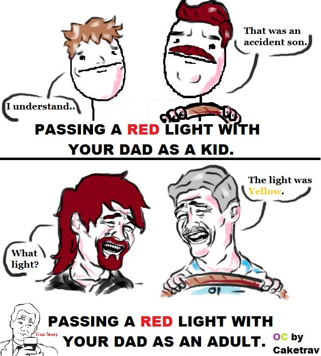 Traffic lights Traffic lights. 100% OC. This is a Rage Comic that i made after i realized how different life has become since i was a small boy. Enjoy life while you can. Than
