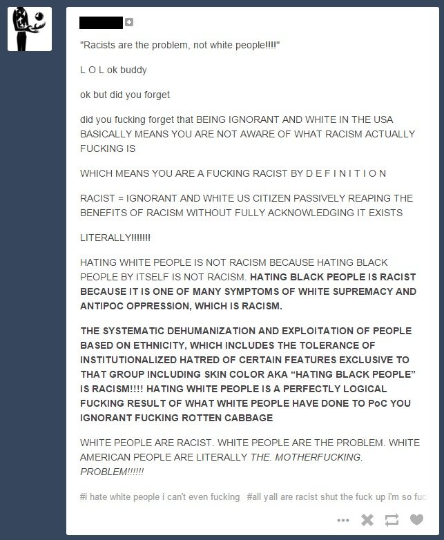 tumblr Logic. TIL: I have no idea what racism means. I think this one might be joke... At least I hope it is. pls don't flag mods. Not all bi women are bi. Edit