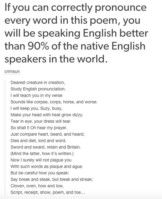 Tumblr on the English Language. When they discovered English words can be very misleading. And when they realized English is quite a violent language, too. And 