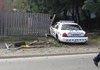 A police car crashed into my fence...